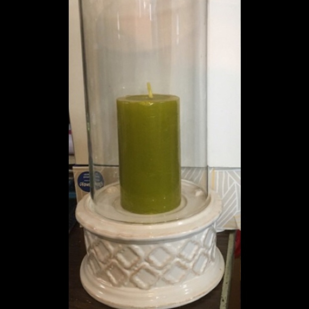 Party Lite Candle Holder w/ Hurricane Glass Excellent Condition Beautiful